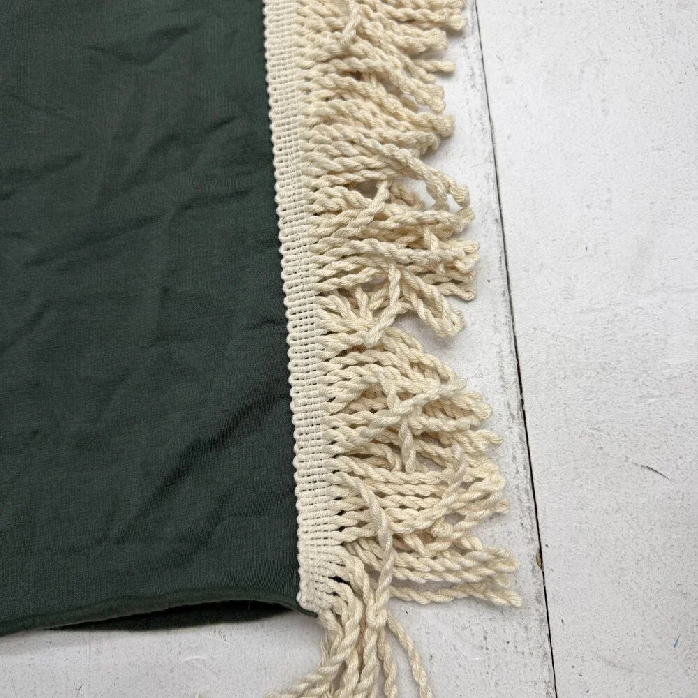 DINO Throw Blanket 60x32 Green Fleece Soft Fringe Tassel Modern Made In LA USA